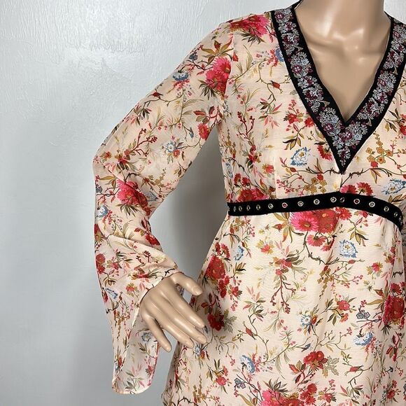 Few Moda New York Boho Floral Print Long Bell Sleeve Dress Size XS - Picture 3 of 12
